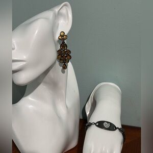 Lia Sophia jewelers set, fall earrings and heart bracelet